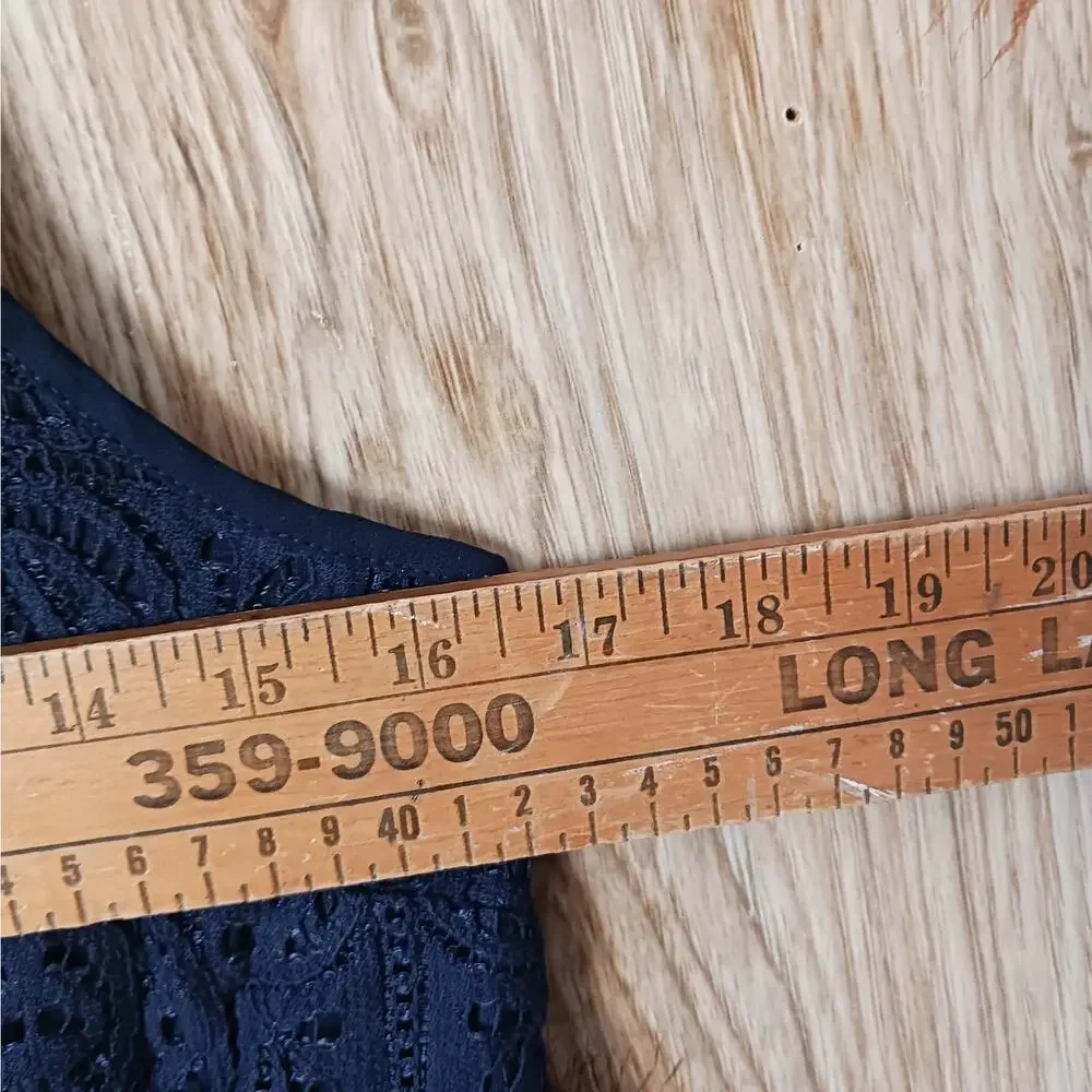 Loft Lace Overlay Tank Top Blouse Navy Blue Size XS - Picture 6 of 8